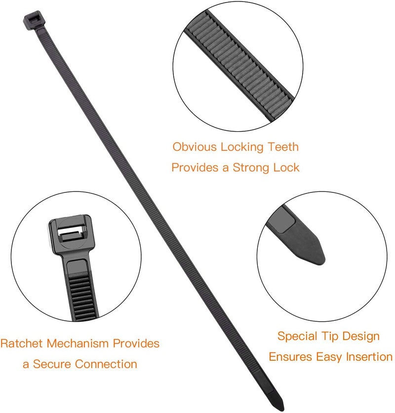 OneLeaf Cable Ties 24 Inch Heavy Duty Zip Ties with 200 Pounds Tensile Strength for Multi-Purpose Use, Self-Locking UV Resistant Nylon Tie Wraps, Indoor and Outdoor Tie Wire.30 Pcs Black - Image 4